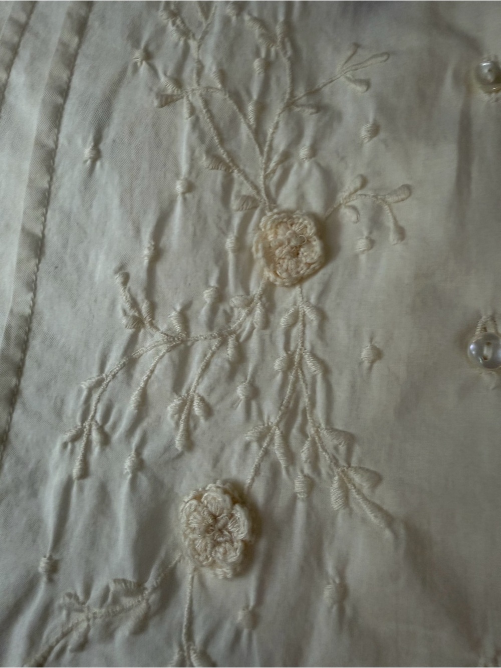 NWT APRIL CORNELL Meg Blouse Ecru Embroidered Crochet Flowers S - Picture 6 of 11